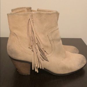 Fringe Suede Booties, Tan Boots on deep discount